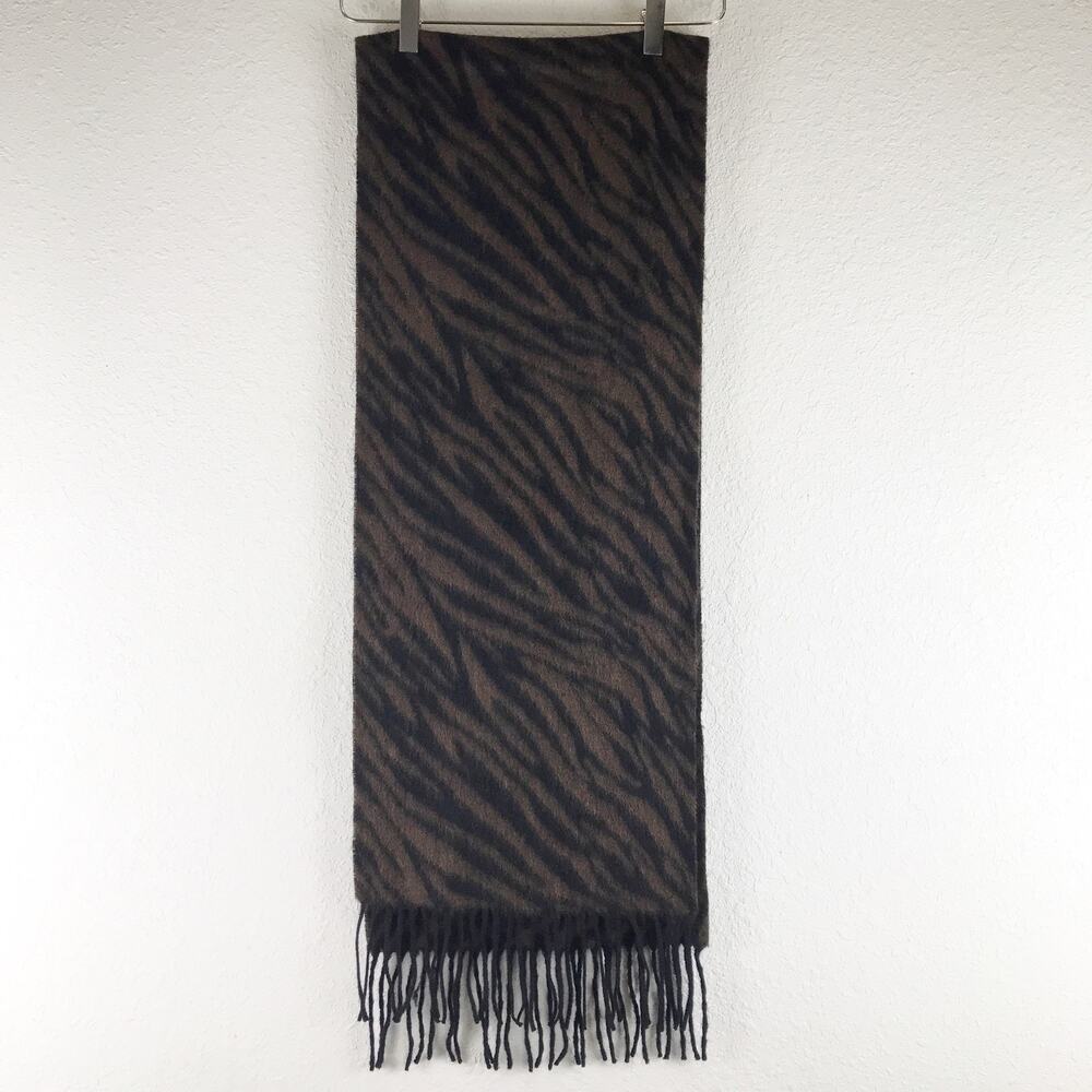 Alashan Wool Cashmere Blend Tiger Zebra Animal Print Fashion Winter Scarf Fringe